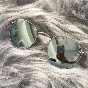 ray ban round silver flash